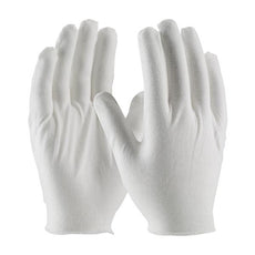 Medium Weight Cotton Lisle Inspection Glove with Overcast Hem Cuff - Men's, White - 97-520H