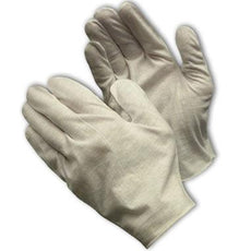 Medium Weight Cotton Lisle Inspection Glove with Unhemmed Cuff - Jumbo Size, White - 97-520J