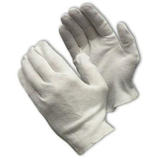 Heavy Weight Cotton Lisle Inspection Glove with Overcast Hem Cuff - Ladies', White - 97-541H