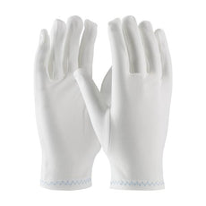 Heavy Weight Stretch Nylon Inspection Glove with Zig-Zag Stitched Rolled Hem - Full Fashion Pattern, White - 98-700