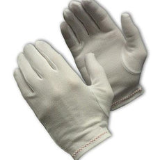 Heavy Weight Stretch Nylon Inspection Glove with Zig-Zag Stitched Rolled Hem - Full Fashion Pattern, White - 98-701