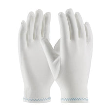 Regular Weight Stretch Nylon Inspection Glove with Zig-Zag Stitched Rolled Hem - Full Fashion Pattern, White - 98-712