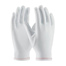 Regular Weight Stretch Nylon Inspection Glove with Zig-Zag Stitched Rolled Hem - Full Fashion Pattern, White - 98-713