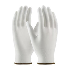 Seamless Knit Nylon Clean Environment Glove with Polyurethane Coated Smooth Grip on Fingertips, White, Medium - 99-126/M