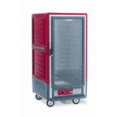 C5 3 Series Holding Cabinet with Insulation Armour, 3/4 Height, Heated Holding Module, Full Length Clear Door, Fixed Wire Slides, 120V, 1440W, Red