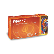 VIBRANT® Latex Gloves, (X-Large) Exam, Powder Free, Chlorinated, Micro Textured (100 Gloves/Box)