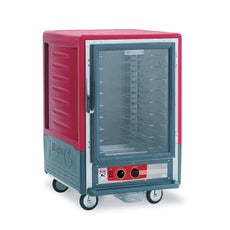 C5 3 Series Holding Cabinet with Insulation Armour, 1/2 Height, Heated Holding Module, Full Length Clear Door, Universal Wire Slides, 120V, 1440W, Red