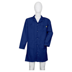 Tecstat L1 99% Poly, 1% Carbon Fiber Navy Blue ESD Smock, Knee Length, Lapel Collar, Snaps in Front & Cuffs, 5XLG - ESM-M429