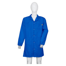 Tecstat L1 99% Poly, 1% Carbon Fiber Royal Blue ESD Smock, Knee Length, Lapel Collar, Snaps in Front, Knit Cuffs, 4XLG - ESM-A428_I2-T4