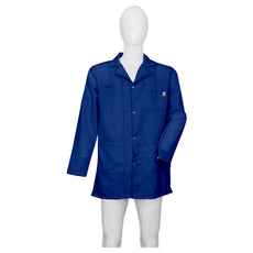 Tecstat L1 99% Poly, 1% Carbon Fiber NAVY Blue ESD Smock, Thigh Length, Lapel Collar, Snaps in Front & Cuffs, 2XLG - ESM-M436