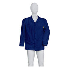 Tecstat PA 66% Poly,  32% Cotton, 2% Carbon Fiber NAVY BLUE ESD Smock, Waist Length, Lapel Collar, Snaps in Front & Cuffs, MED - ESM-M113
