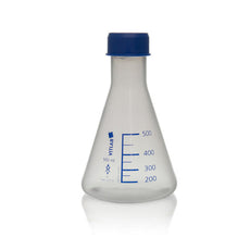Brandtech Erlenmeyer Flask, PP, with screw caps, PP, 500mL, pack of 6 - 569941