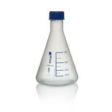 Brandtech Erlenmeyer Flask, PP, with screw caps, PP, 1000mL, pack of 4 - 570941