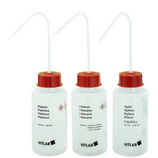 Brandtech VITsafe Safety Lab Wash Bottle, Heptane, 500mL, Pack of 6 - V1352899