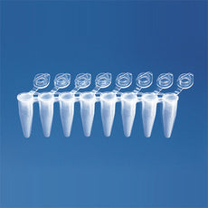 Brandtech PCR Tube Strips, 8x0.2mL tube strip w/ind. Att. flat cap, white, qty 120 - 781316