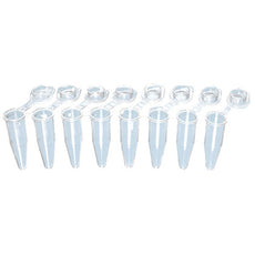 Brandtech PCR Tube Strips, Strips of 8 w/attached caps,clear,low profile, bag 120 - 781333