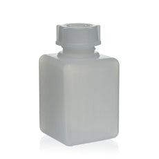 Brandtech Plastic Lab Bottle, Square, HDPE, GL25 cap, PP, 100mL, pack of 24 - V91789