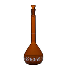 Brandtech Volumetric Flask, USP BBR, A 250mL NS14/23 glass amber, pk2 - 37469