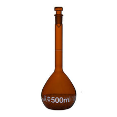 Brandtech Volumetric Flask, USP BBR, A 500mL NS19/26 glass amber, pk2 - 37470
