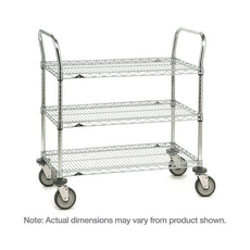 SP Series Utility Cart with 3 Chrome Wire Shelves, 24" x 36" x 39"