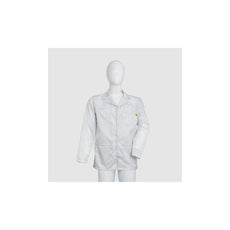 Cleanstat AD 98% Poly, 2% Carbon Fiber Navy Blue Cleanroom ESD Smock, Waist Length, Lapel Collar, Snaps in Front & Cuffs, SM - ESM-M612