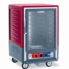 C5 3 Series Holding Cabinet with Insulation Armour, 1/2 Height, Moisture Module, Full Length Clear Door, Fixed Wire Slides, 120V, 2000W, Red
