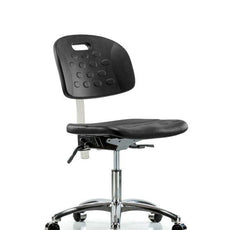 Class 10 Newport Industrial Polyurethane Clean Room Chair - Desk Height with Casters in Black Polyurethane - CLR-HPDHCH-CR-T0-A0-CC-BLK