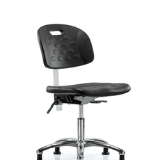 Class 10 Newport Industrial Polyurethane Clean Room Chair - Desk Height with Stationary Glides in Black Polyurethane - CLR-HPDHCH-CR-T0-A0-RG-BLK