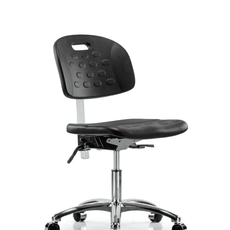 Class 100 Newport Industrial Polyurethane Clean Room Chair - Desk Height with Seat Tilt & Casters in Black Polyurethane - CLR-HPDHCH-CR-T1-A0-CC-BLK