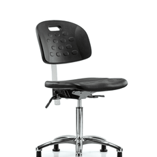 Class 10 Newport Industrial Polyurethane Clean Room Chair - Medium Bench Height with Stationary Glides in Black Polyurethane - CLR-HPMBCH-CR-T0-A0-NF-RG-BLK