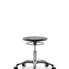 Class 10 Huron Polyurethane Clean Room Stool - Desk Height with Casters in Black Polyurethane - CLR-IPDHSO-CR-CC-BLK