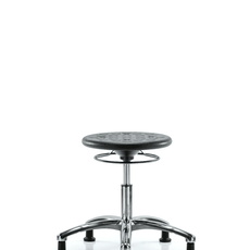 Class 10 Huron Polyurethane Clean Room Stool - Desk Height with Stationary Glides in Black Polyurethane - CLR-IPDHSO-CR-RG-BLK