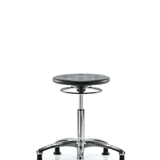 Class 10 Huron Polyurethane Clean Room Stool - Medium Bench Height with Stationary Glides in Black Polyurethane - CLR-IPMBSO-CR-NF-RG-BLK