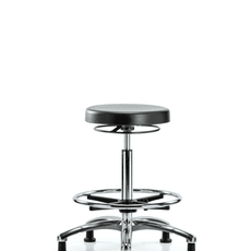 Class 10 Polyurethane Clean Room Stool - High Bench Height with Chrome Foot Ring & Stationary Glides - CLR-PHBSO-CR-CF-RG