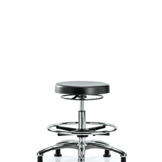 Class 10 Polyurethane Clean Room Stool - Medium Bench Height with Chrome Foot Ring & Stationary Glides - CLR-PMBSO-CR-CF-RG