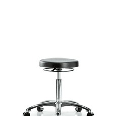 Class 10 Polyurethane Clean Room Stool - Medium Bench Height with Casters - CLR-PMBSO-CR-NF-CC