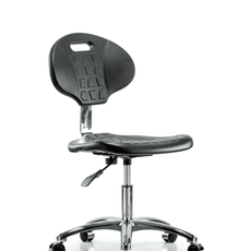 Class 10 Erie Polyurethane Clean Room Chair - Desk Height with Casters in Black Polyurethane - CLR-TPDHCH-CR-A0-CC-BLK