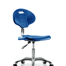 Class 10 Erie Polyurethane Clean Room Chair - Desk Height with Casters in Blue Polyurethane - CLR-TPDHCH-CR-A0-CC-BLU