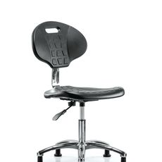 Class 10 Erie Polyurethane Clean Room Chair - Desk Height with Stationary Glides in Black Polyurethane - CLR-TPDHCH-CR-A0-RG-BLK