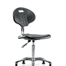 Class 10 Erie Polyurethane Clean Room Chair - Medium Bench Height with Stationary Glides in Black Polyurethane - CLR-TPMBCH-CR-A0-NF-RG-BLK