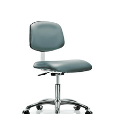 Class 10 Clean Room Vinyl Chair Chrome - Desk Height with Casters in Storm Supernova Vinyl - CLR-VDHCH-CR-CC-8822
