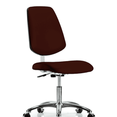 Class 10 Clean Room Vinyl Chair Chrome - Desk Height with Medium Back & Casters in Burgundy Trailblazer Vinyl - CLR-VDHCH-MB-CR-CC-8569