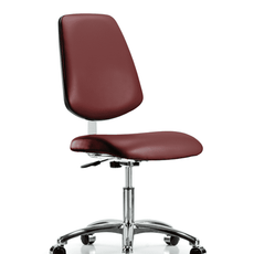 Class 10 Clean Room Vinyl Chair Chrome - Desk Height with Medium Back & Casters in Borscht Supernova Vinyl - CLR-VDHCH-MB-CR-CC-8815