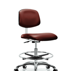 Class 10 Clean Room Vinyl Chair Chrome - Medium Bench Height with Chrome Foot Ring & Casters in Borscht Supernova Vinyl - CLR-VMBCH-CR-CF-CC-8815