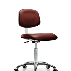 Class 10 Clean Room Vinyl Chair Chrome - Medium Bench Height with Casters in Borscht Supernova Vinyl - CLR-VMBCH-CR-NF-CC-8815