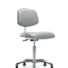 Class 10 Clean Room Vinyl Chair Chrome - Medium Bench Height with Stationary Glides in Dove Trailblazer Vinyl - CLR-VMBCH-CR-NF-RG-8567