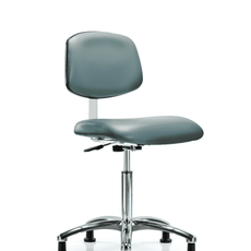 Class 10 Clean Room Vinyl Chair Chrome - Medium Bench Height with Stationary Glides in Storm Supernova Vinyl - CLR-VMBCH-CR-NF-RG-8822