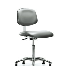 Class 10 Clean Room Vinyl Chair Chrome - Medium Bench Height with Stationary Glides in Sterling Supernova Vinyl - CLR-VMBCH-CR-NF-RG-8840