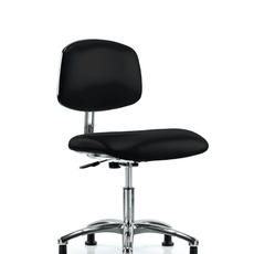 Class 10 Clean Room/ESD Vinyl Chair - Desk Height with ESD Stationary Glides in ESD Black Vinyl - ECR-VDHCH-CR-EG-ESDBLK