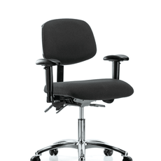 Fabric ESD Chair - Desk Height with Adjustable Arms & ESD Casters in ESD Black Fabric - ESD-FDHCH-CR-T0-A1-EC-ESDBLK